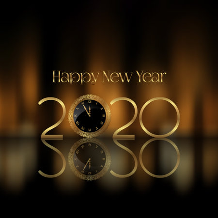 Happy New Year background with clock face showing time getting to midnight