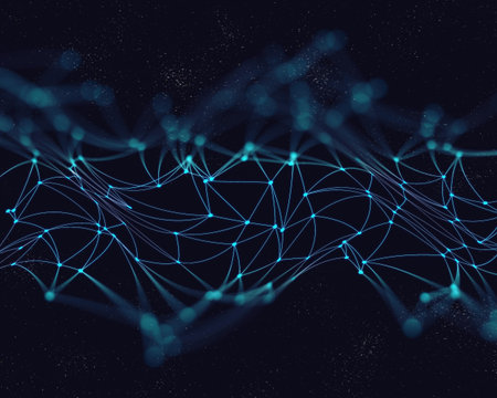 3D render of a low poly abstract background with connecting lines and dots