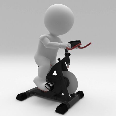 3D render of a Morph Man exercising on bikeの写真素材