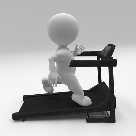 3D render of a Morph Man exercising on tread millの写真素材