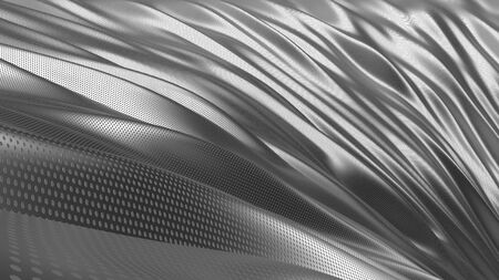 3D Render of a Silver Cloth Abstract Backgroundの写真素材