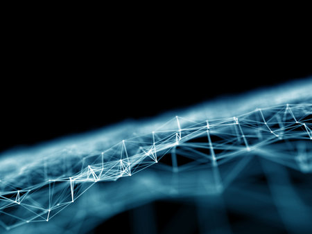 3D render of a modern techno connections background with low poly design