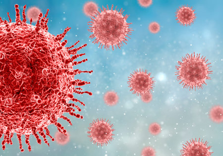 3D render of a medical background with close up of virus cell