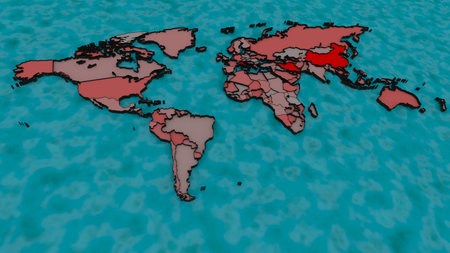 3d render of Covid19 pandemic map