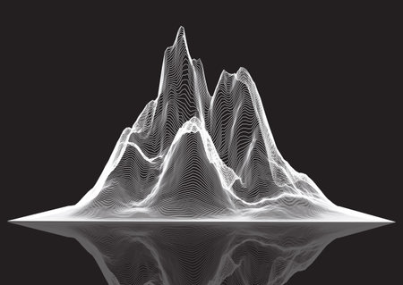 3D style landscape of a wireframe peaked mountain design