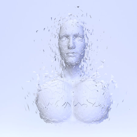 3d render of Abstract polygonal human face