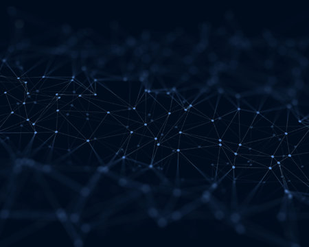 3D render of a techno background with connecting lines and dots