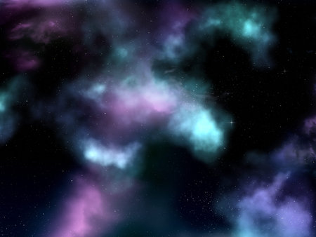 3D render of a space sky with nebula and stars
