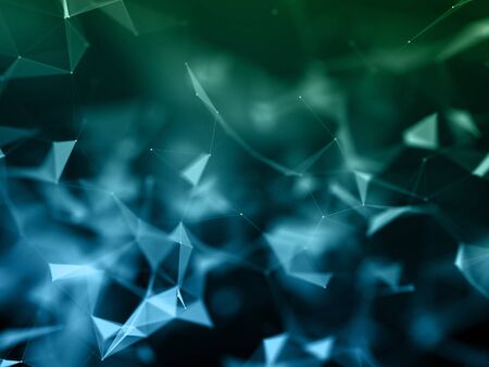 3D render of a plexus background with low poly design - shallow depth of fieldの写真素材