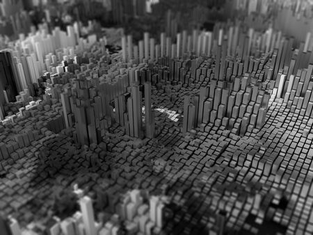 3D render of an abstract background with modern design of extruding cubesの写真素材