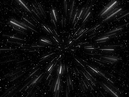 3D render of a hyperspace background with warp tunnel effectの写真素材
