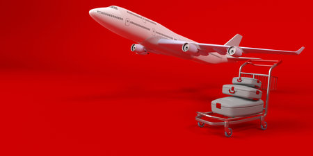 3d render of Suitcase on wheels isolated on background. Travel concept