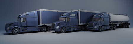 3D Render of a Cargo Delivery Vehicle Fleetの写真素材