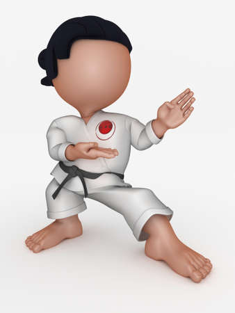 3d Render of Karate Martial Arts Cartoon Characterの写真素材