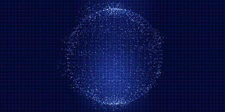 Abstract background with a sphere of techno dots on a grid designのイラスト素材