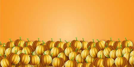 Halloween banner design with pumpkins / jack o lanternsのイラスト素材
