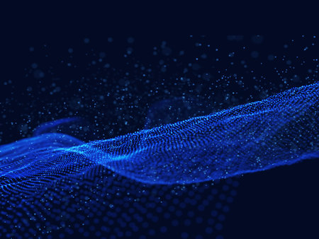 3D render of a cyber particle background - network communications design