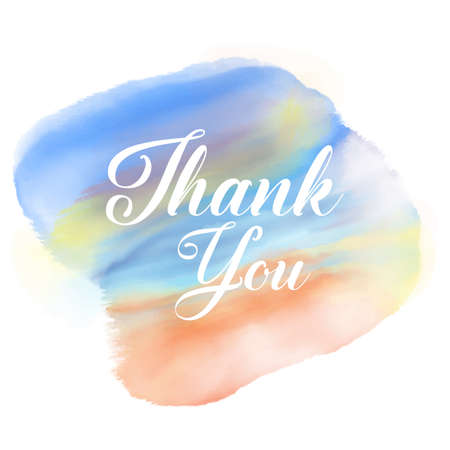 Decorative thank you text on a watercolour texture backgroundのイラスト素材
