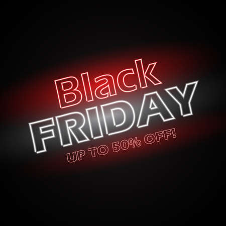 Black Friday background with neon lettering designのイラスト素材