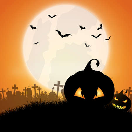 Halloween background with Jack o lanternsのイラスト素材
