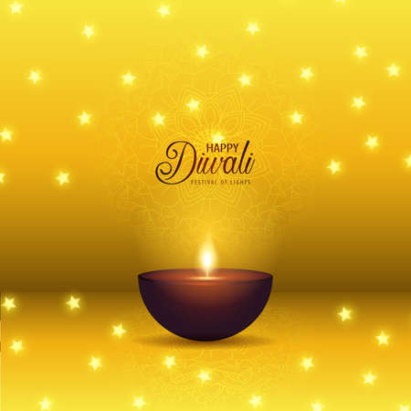 Deecorative Diwali background with oil lamp and starsのイラスト素材