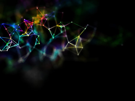 3D render of a rainbow coloured low poly plexud design