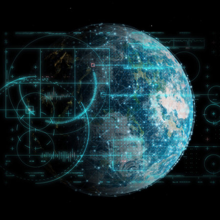 3D render of a global technology and network communications background