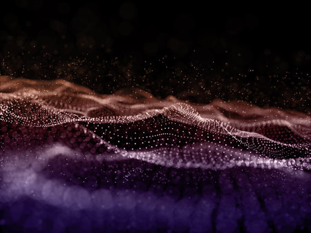 3D render of an abstract cyber particles background with shallow depth of field