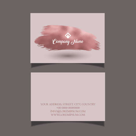 Elegant business card with a rose gold brush stroke designのイラスト素材