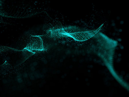 3D render of a modern techno background with flowing particles