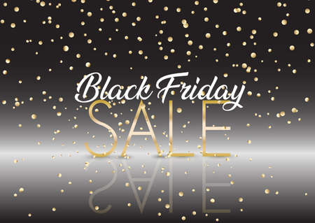 Black Friday Sale background with gold confetti designのイラスト素材