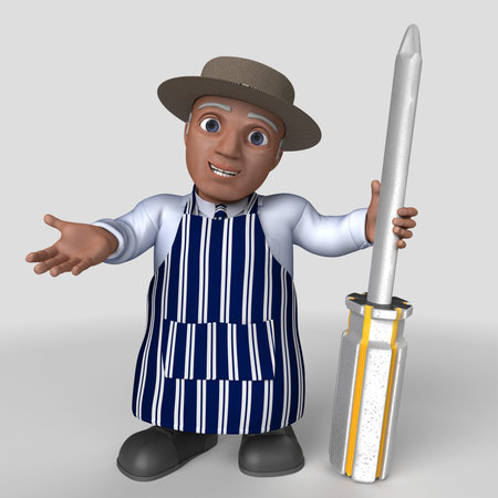 3D Render of Cartoon Butcher Characterの写真素材