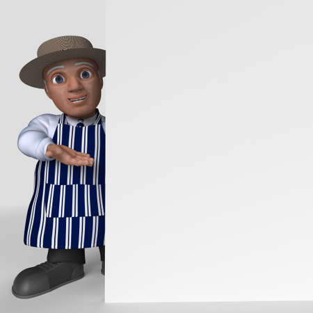 3D Render of Cartoon Butcher Characterの写真素材