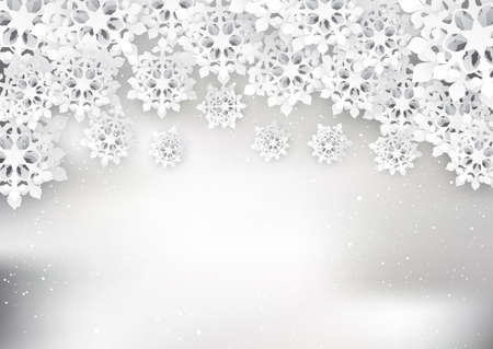 Christmas snowflakes background in a papercut styleのイラスト素材