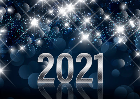 Happy New Year banner with modern metallic designのイラスト素材