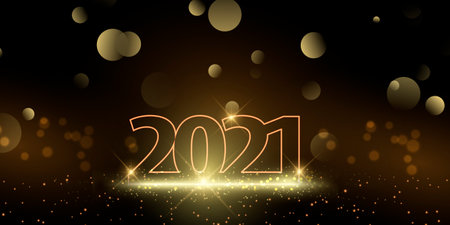 Happy New Year banner with glittery gold designのイラスト素材