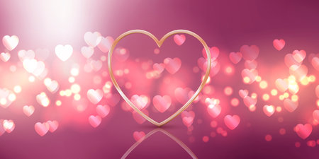 valentines day banner design with a gold heart designのイラスト素材