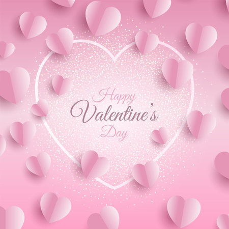 Valentines Day background with folded hearts designのイラスト素材
