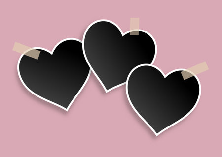 Valentine's Day background with heart shaped blank photo frames designのイラスト素材