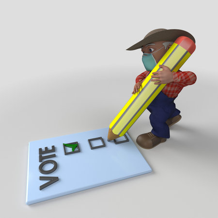 3D Render of Cartoon Farmer Character