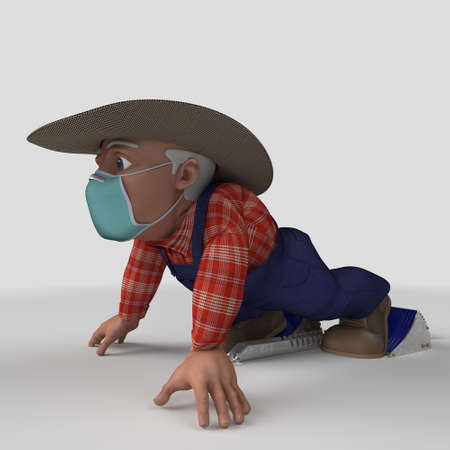 3D Render of Cartoon Farmer Characterの写真素材
