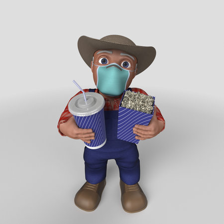 3D Render of Cartoon Farmer Characterの写真素材