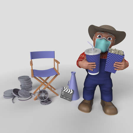 3D Render of Cartoon Farmer Characterの写真素材