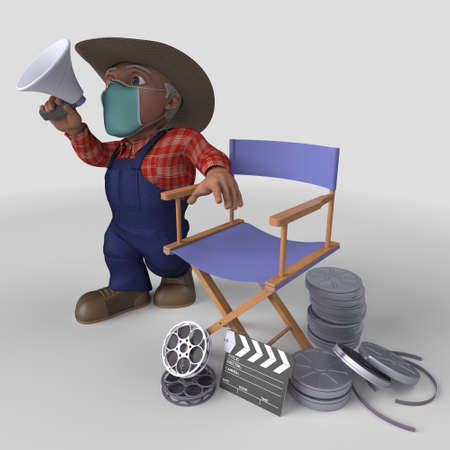 3D Render of Cartoon Farmer Characterの写真素材