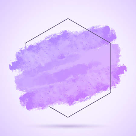 Abstract background with hand painted grunge stroke and hexagonal frameのイラスト素材