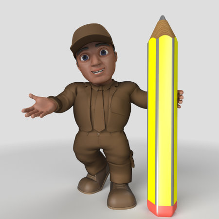 3D Render of Cartoon Delivery Driverの写真素材