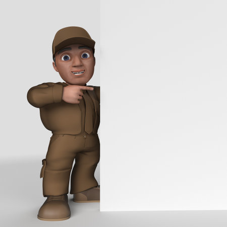 3D Render of Cartoon Delivery Driverの写真素材