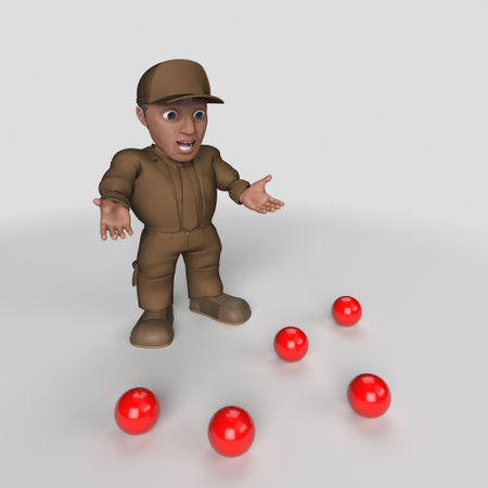 3D Render of Cartoon Delivery Driverの写真素材
