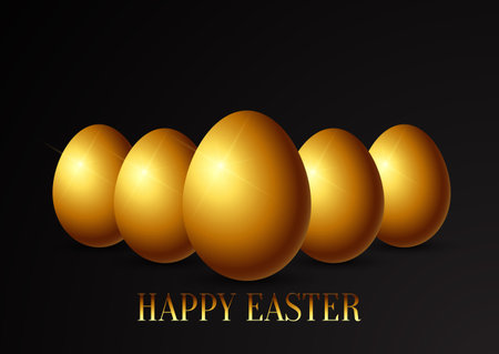 Easter background with golden eggsのイラスト素材