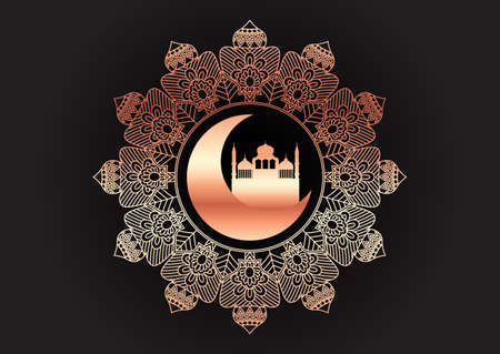 Decorative gold and black Ramadam Kareem backgroundのイラスト素材